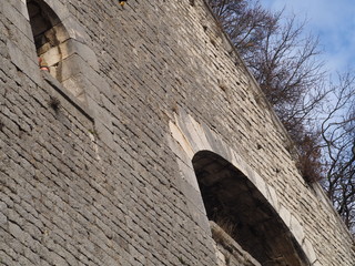 Old fortification in the Chartreuse mountain over the city of Grenoble, France