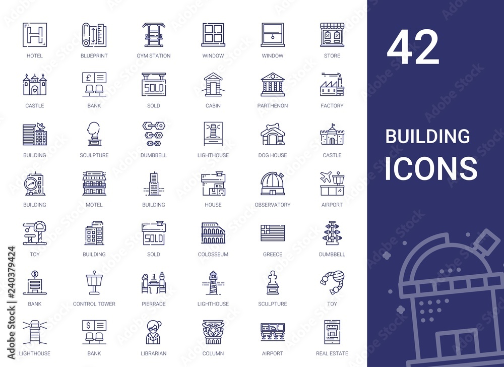 Poster building icons set