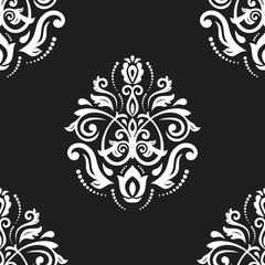 Orient vector classic pattern. Seamless abstract background with vintage elements. Orient black and white background. Ornament for wallpaper and packaging