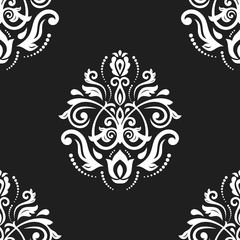 Orient vector classic pattern. Seamless abstract background with vintage elements. Orient black and white background. Ornament for wallpaper and packaging