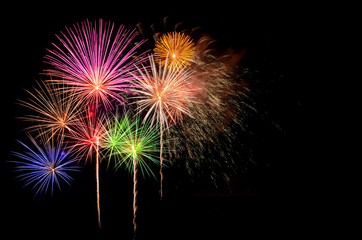 Fireworks celebration and the night sky background.