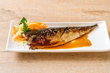 Grilled Saba fish steak with teriyaki sauce