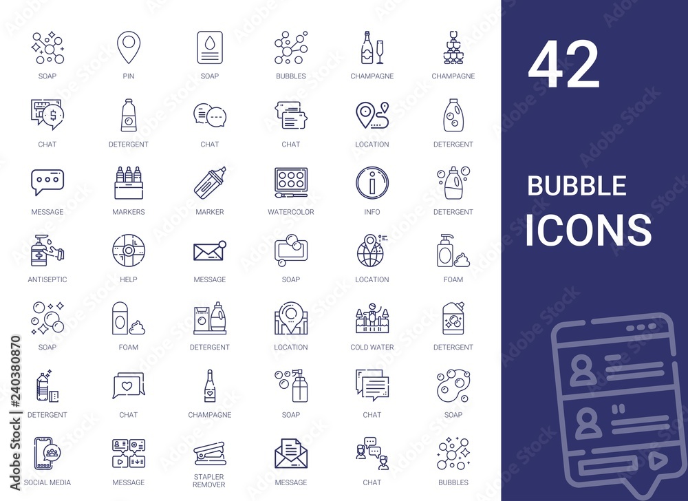 Wall mural bubble icons set