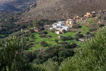 Traditional village in moutain . Crete, Greece.