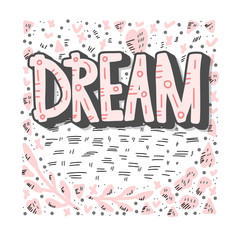 Fototapeta premium Dream handwritten vector lettering.