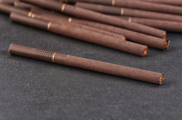 The close-up Tobacco Cigarettes Background or texture