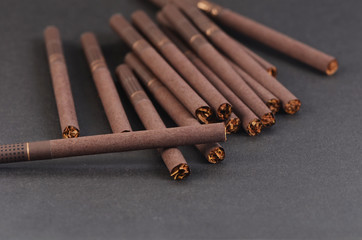 The close-up Tobacco Cigarettes Background or texture