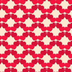 Heart red on beige seamless pattern. Fashion graphic background design. Abstract texture of valentines day. Colorful template for prints, textiles, wrapping, wallpaper, website. Vector illustration