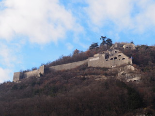 Fototapeta premium View on the Bastille, an ancient fortification overlooking the city of Grenoble, France