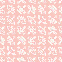 Classic seamless vector pattern. Damask orient pink and white ornament. Classic vintage background. Orient ornament for fabric, wallpaper and packaging