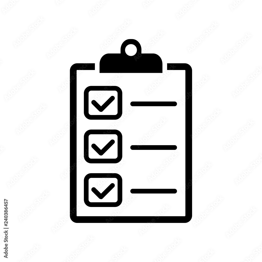 Poster Checklist icon flat style isolated on background. Checklist sign symbol for web site and app design.