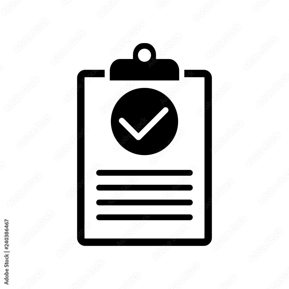 Poster Checklist icon flat style isolated on background. Checklist sign symbol for web site and app design.