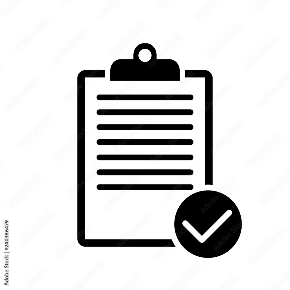Poster Checklist icon flat style isolated on background. Checklist sign symbol for web site and app design.