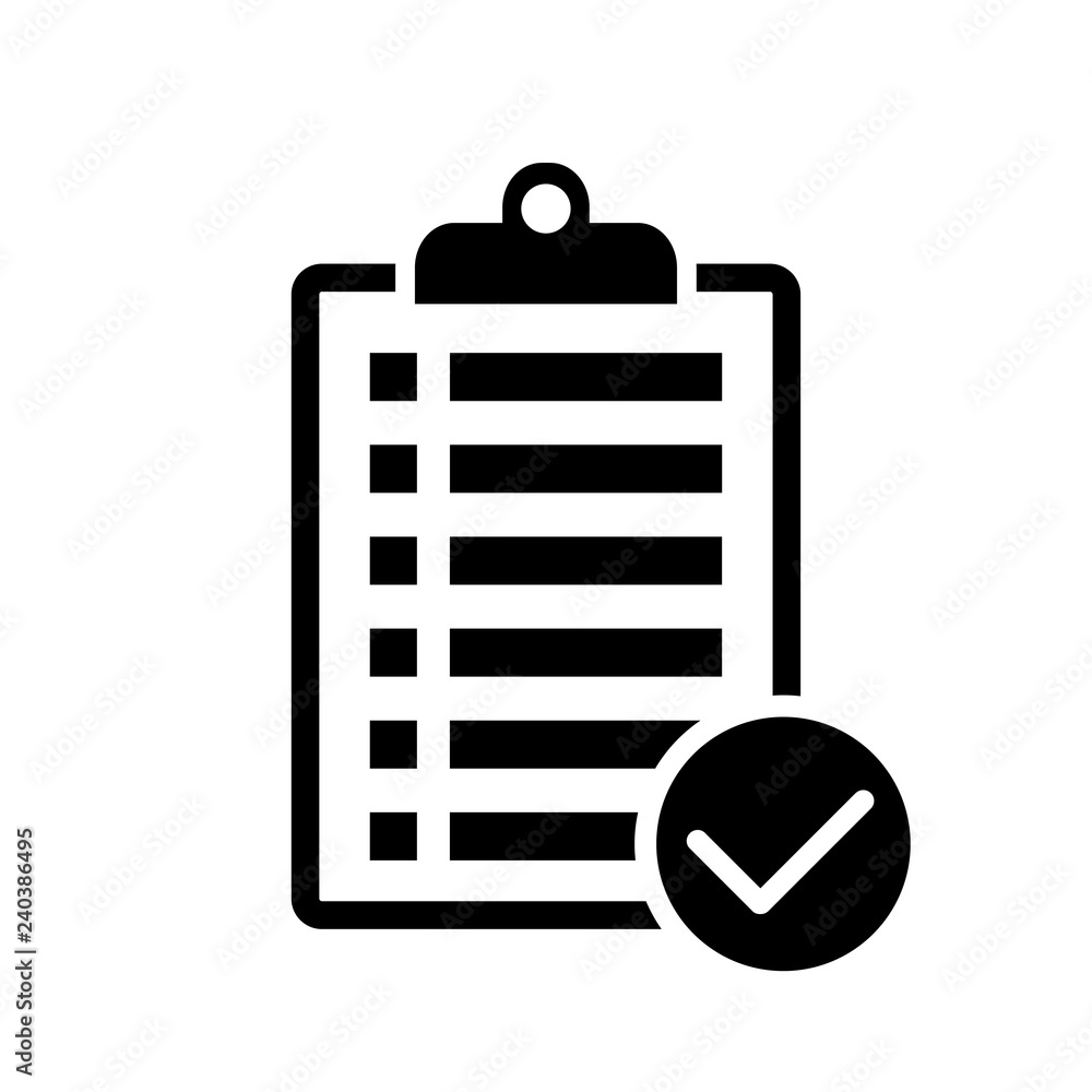 Poster Checklist icon flat style isolated on background. Checklist sign symbol for web site and app design.