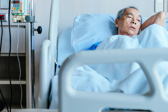 Elderly patients in hospital bed