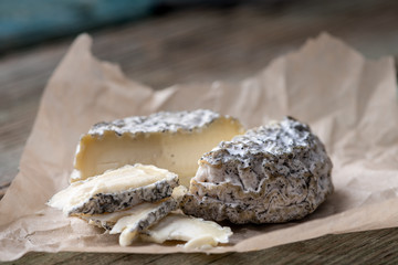 Closeup crottin goat cheese.