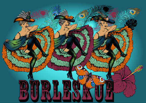 Burlesque dancer.  Vector illustration 