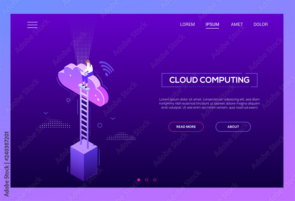 Poster cloud computing - modern isometric vector website header