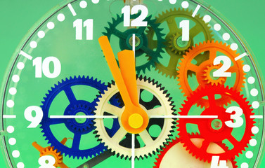 Dial of vintage wall clock. Close-up
