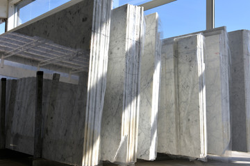 stack of marble slab - marble industry factory, work marble in italy, luxury interior material 