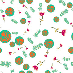 Seamless pattern of doodle flowers.