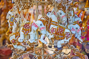 Elephants puppets in Mandalay store, Myanmar