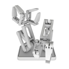 Robotic arm manufacture technology industry assembly mechanic hand 3d render illustration isolated on white