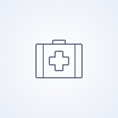 Medical briefcase, vector best gray line icon