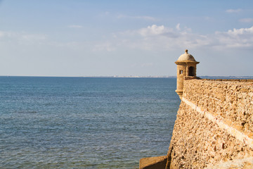 Well aged garitas protecting the spanish city of Cadiz.