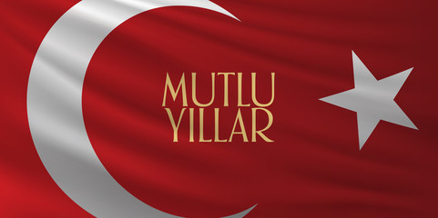 Happy New Year Typographical Cretaive Background. (TR: Mutlu Yillar)