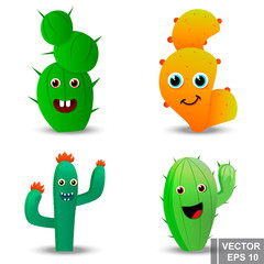 Obraz premium Cactus. Desert. Cartoon Happy. Flower. For your design.