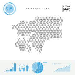 Guinea-Bissau People Icon Map. Stylized Vector Silhouette of Guinea-Bissau. Population Growth and Aging Infographics