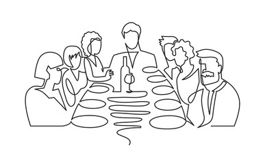 Birthday party continuous one line vector drawing