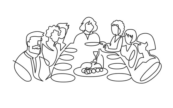 Birthday party continuous one line vector drawing