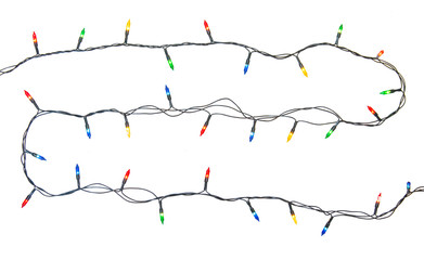 String of christmas lights isolated on white background With clipping path