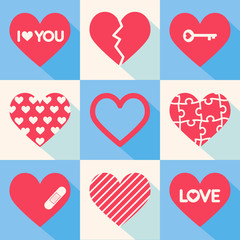 Set of vector hearts. Valentine's Day theme.