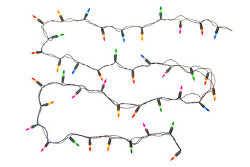 String of christmas lights isolated on white background With clipping path