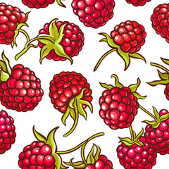 raspberry berries vector pattern