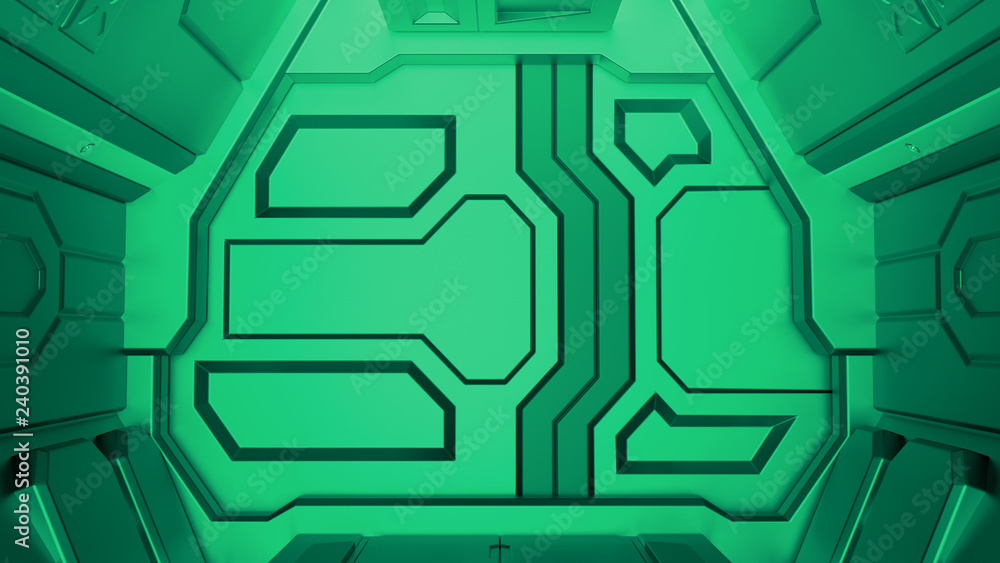 Wall mural 3d rendering of realistic sci-fi spaceship door