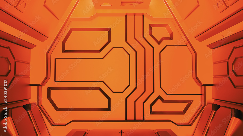 Wall mural 3d rendering of realistic sci-fi spaceship door