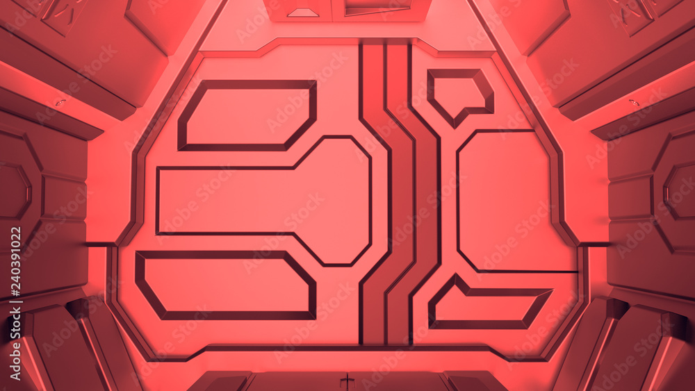 Wall mural 3d rendering of realistic sci-fi spaceship door