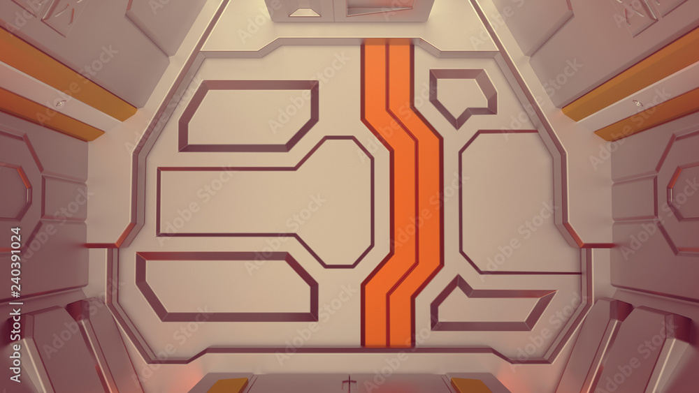 Wall mural 3d rendering of realistic sci-fi spaceship door