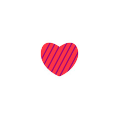 Vector illustration. Heart color icon with ornament on white background. Heart with lines.
