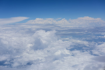 Blue sky and white cloud view from airplane