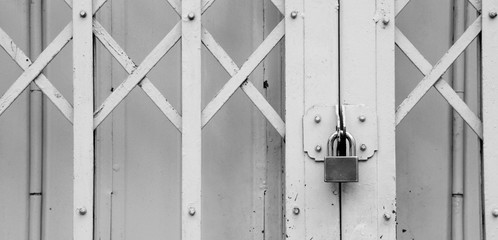 old style of closed steel door with key