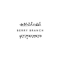 Floral borders, vector hand drawn logo template.