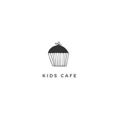 Cupcake premade logo template. Vector hand drawn illustration.