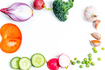 a fresh group of vegetables on white background