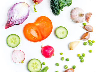 a fresh group of vegetables on white background