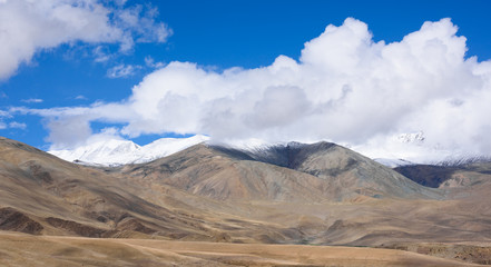 Fototapeta na wymiar Beautiful landscape with snow peak of Himalayan range in leh Ladakh,North India
